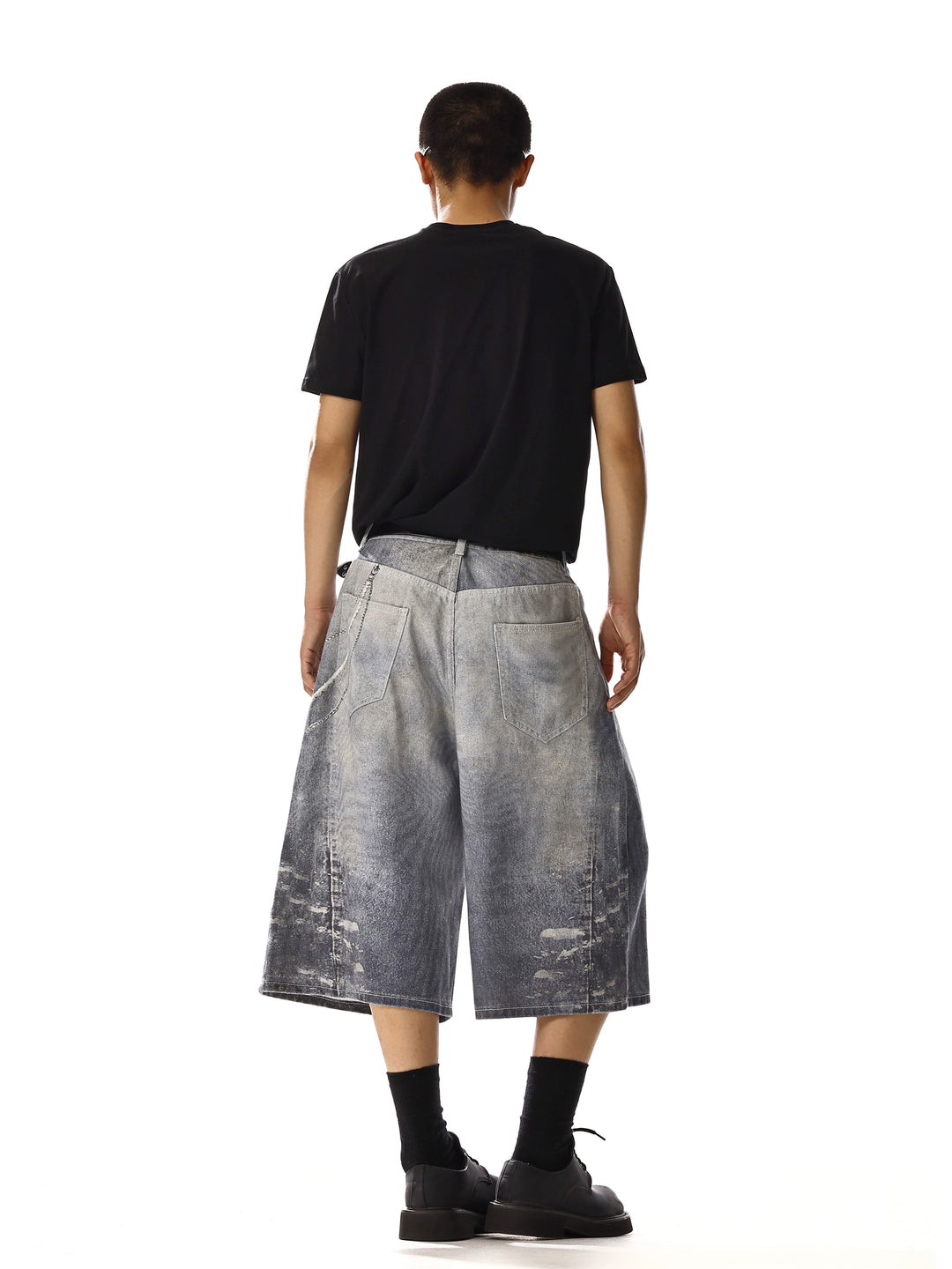 Wide-Leg Cropped Denim Pants