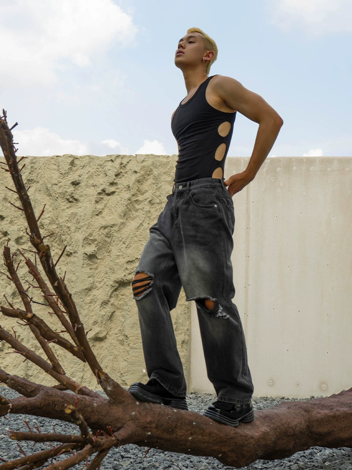 Sleeveless Slim Fit Hollow Out Vest