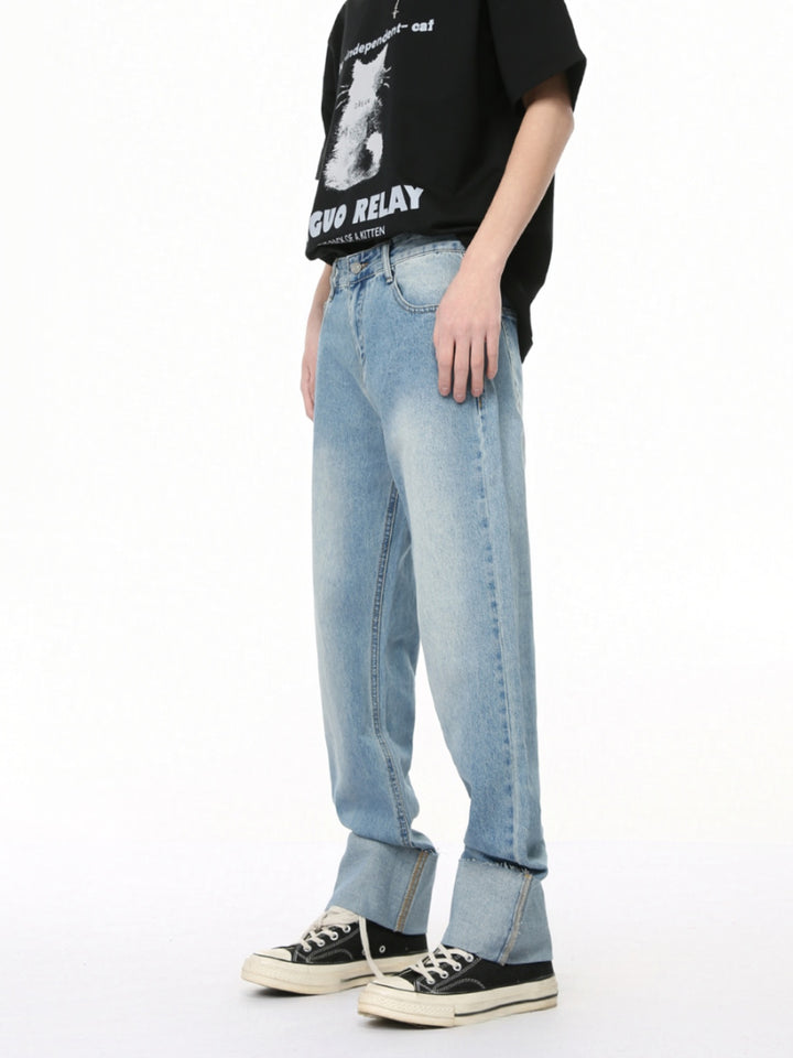 Rolled-Up Slim-fit Straight Pants