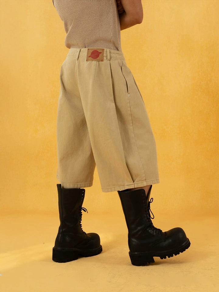 Wide-Leg Knee-Length Casual Pants