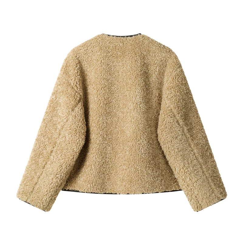 Short Lambswool Button-Up Coat