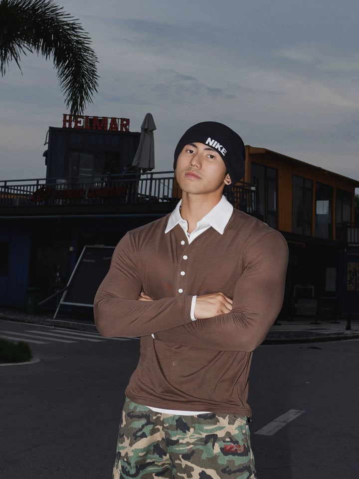 Lyocell Henley Collar Polo Shirt