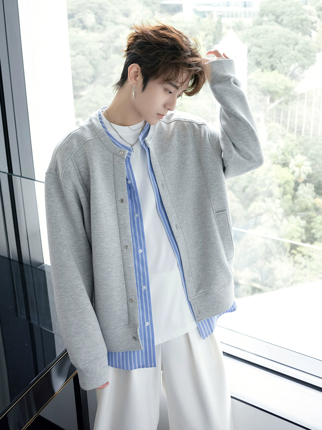 College Style Two-Piece Cardigan Jacket