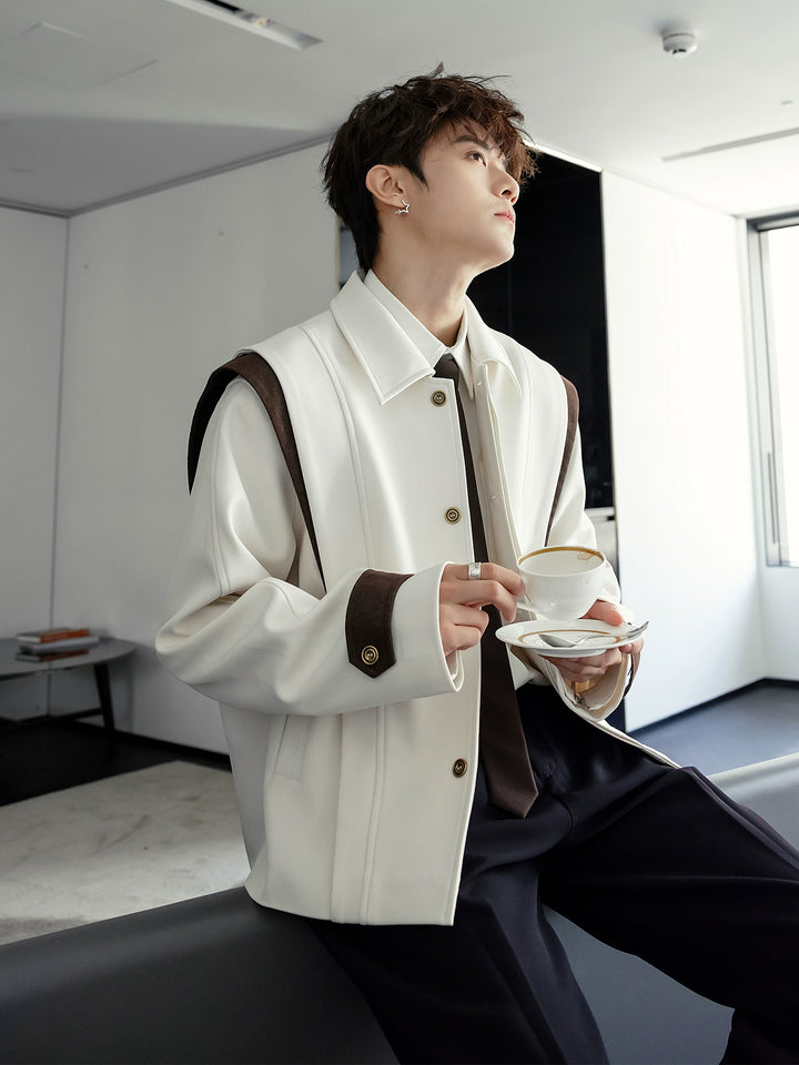 Contrast Trim Shoulder Detail Jacket