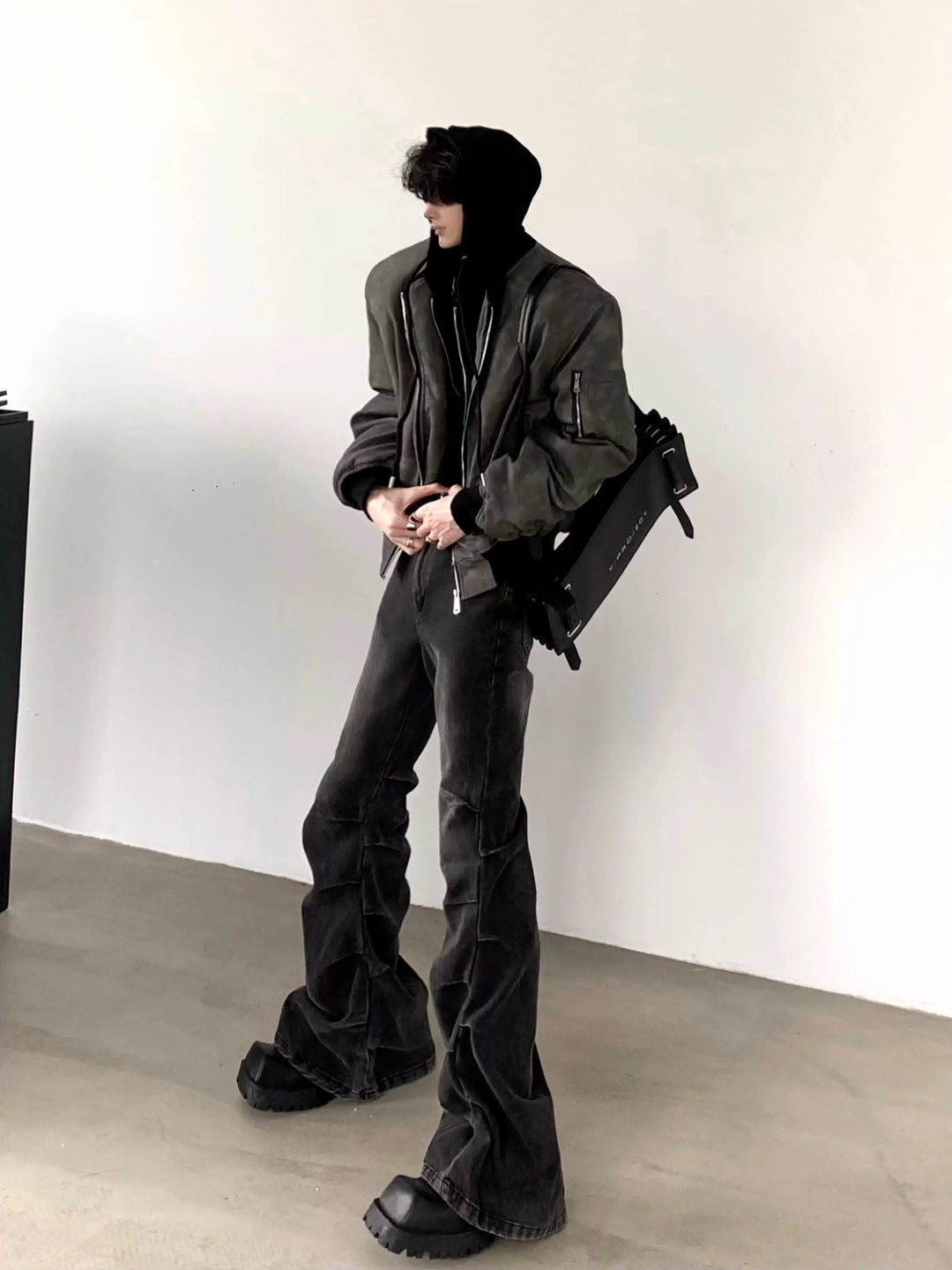 Slim Fit Denim Flared Trousers