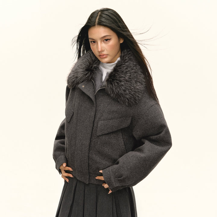 Faux Fur Collar Short Jacket