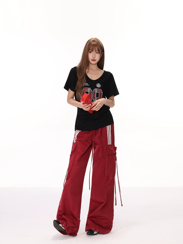 Plaid Print Short Sleeve Sports T-shirt