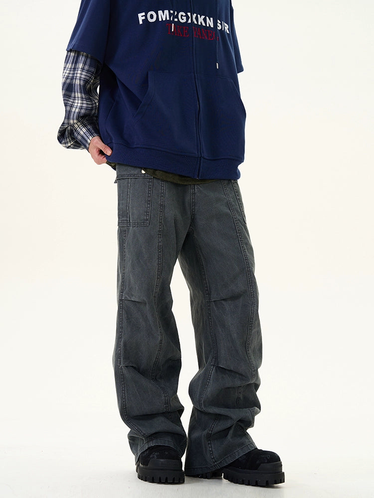 Løse lige plisserede overalls bukser