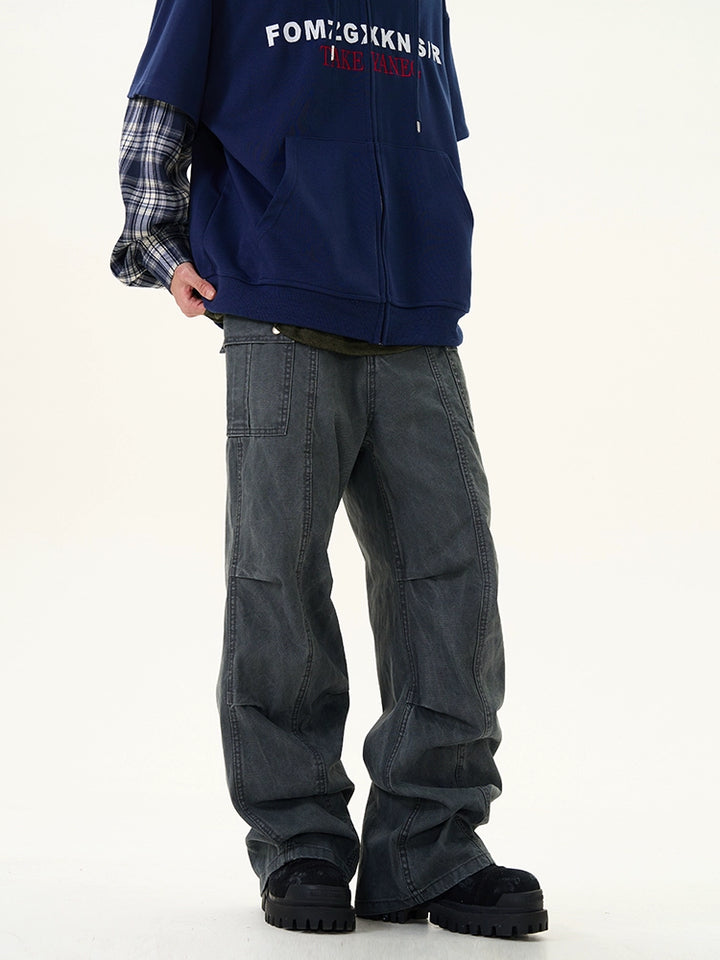 Løse lige plisserede overalls bukser