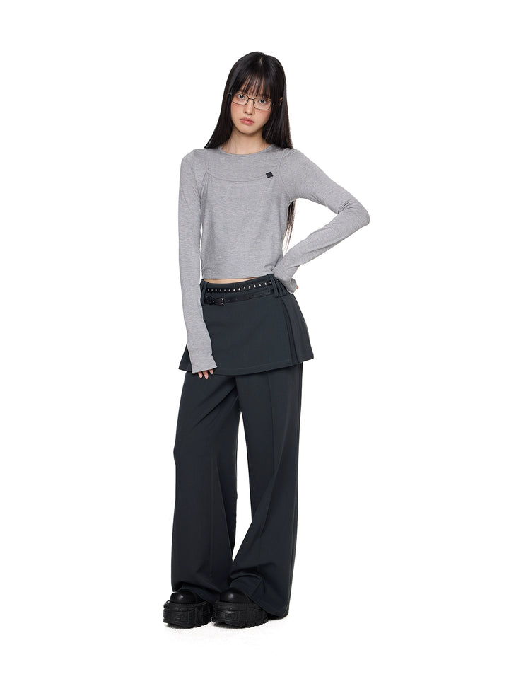 Two-Piece Layered Wide Leg Pants