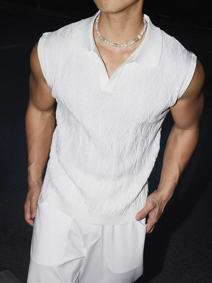 Collar Sleeveless Knitted Loose Vest