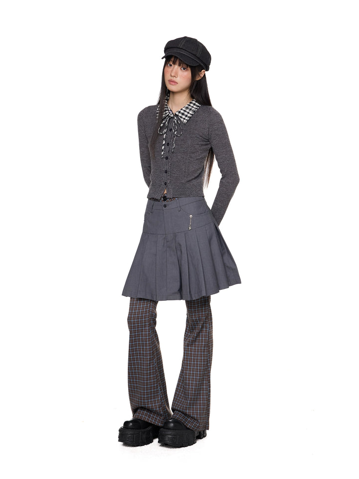 Geruite Retro Flared Casual Broek