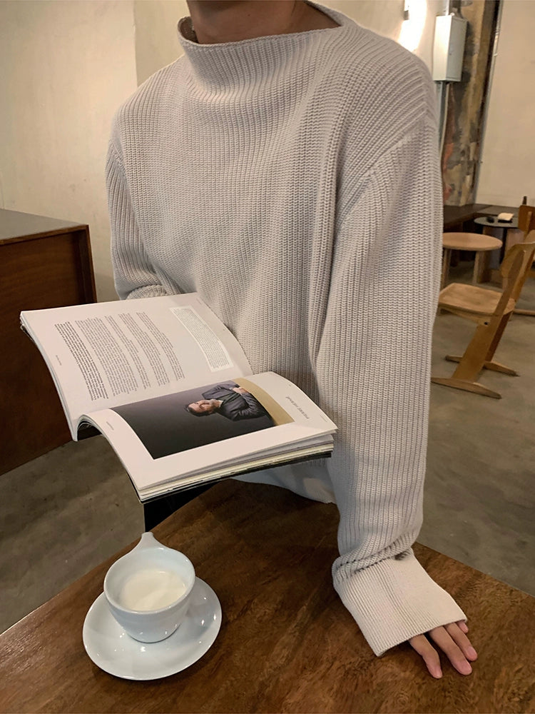 Oblique Shoulder Loose Knit Sweater