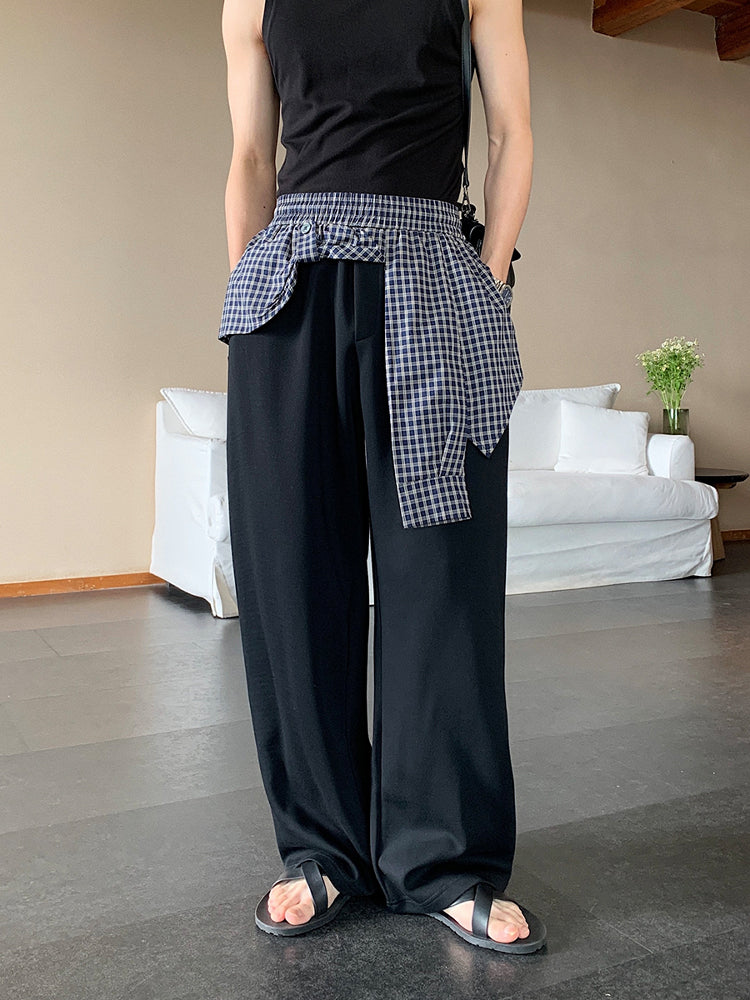 Elastic Waist Straight Casual Pants