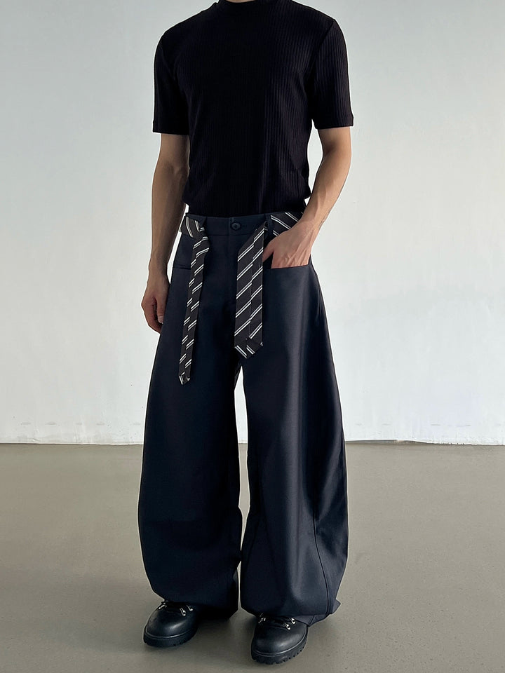 Wide-Leg Tie Detail Casual Pants