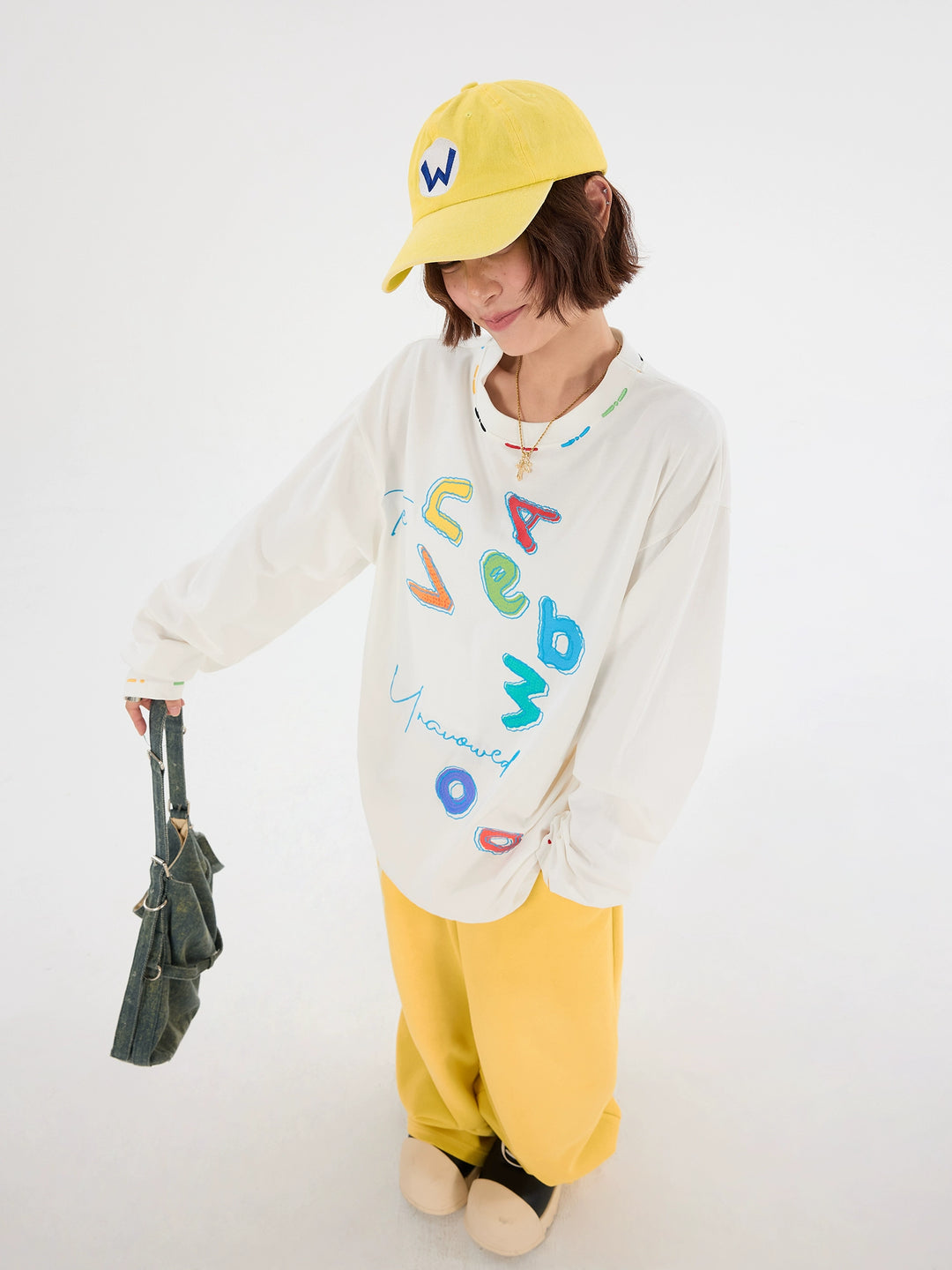 Graffiti Letter Loose Long Sleeve Shirt