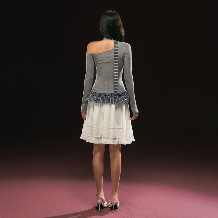 Asymmetrical Shoulder Long Sleeve Top