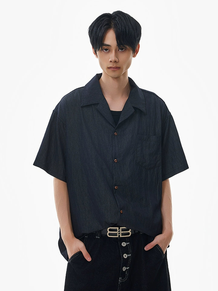 Cuban Collar Short Sleeve Shirt