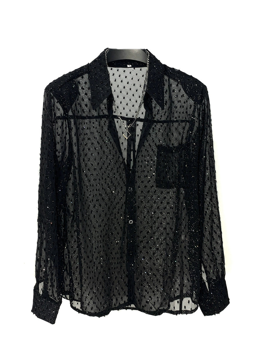 Sheer Long Sleeve Breathable Casual Shirt
