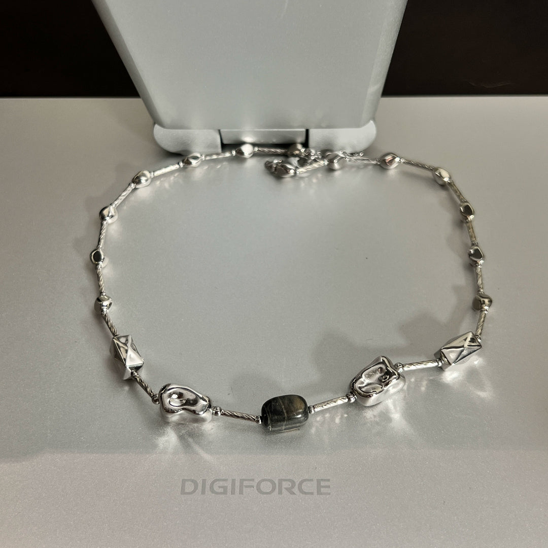 Irregular Electroplated Metal Stone Necklace