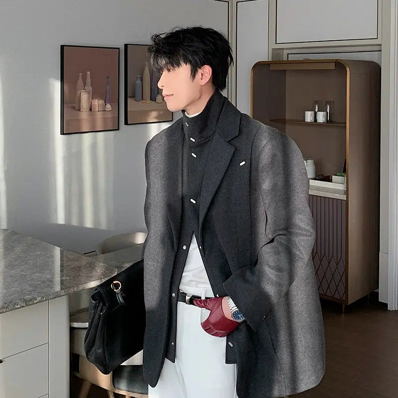 Woolen Blazer with Shoulder Pads