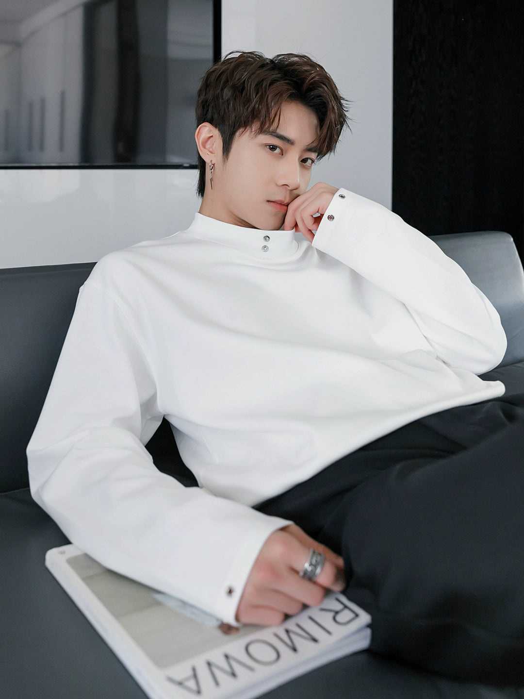 Long-Sleeve Mock Neck Pullover