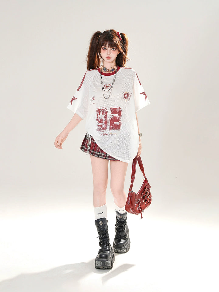 Mesh Short Sleeve Loose Athletic Top