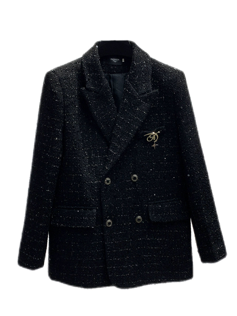 Double-Breasted Woolen Casual Suit Jacket