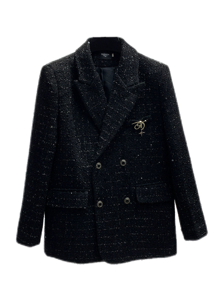 Double-Breasted Woolen Casual Suit Jacket