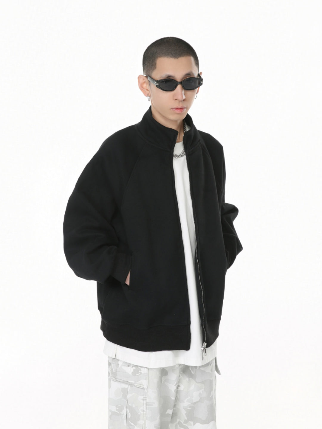Giacca con cappuccio casual con zip a doppia corsa