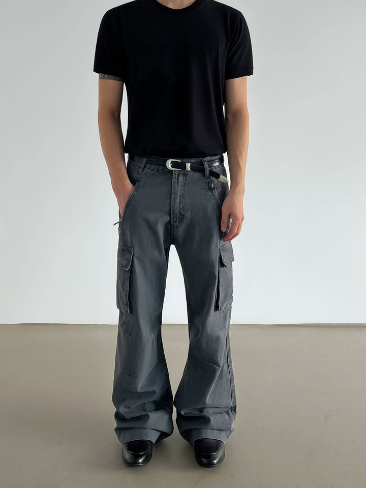 Multi-Pocket Casual Flared Cargo Pants