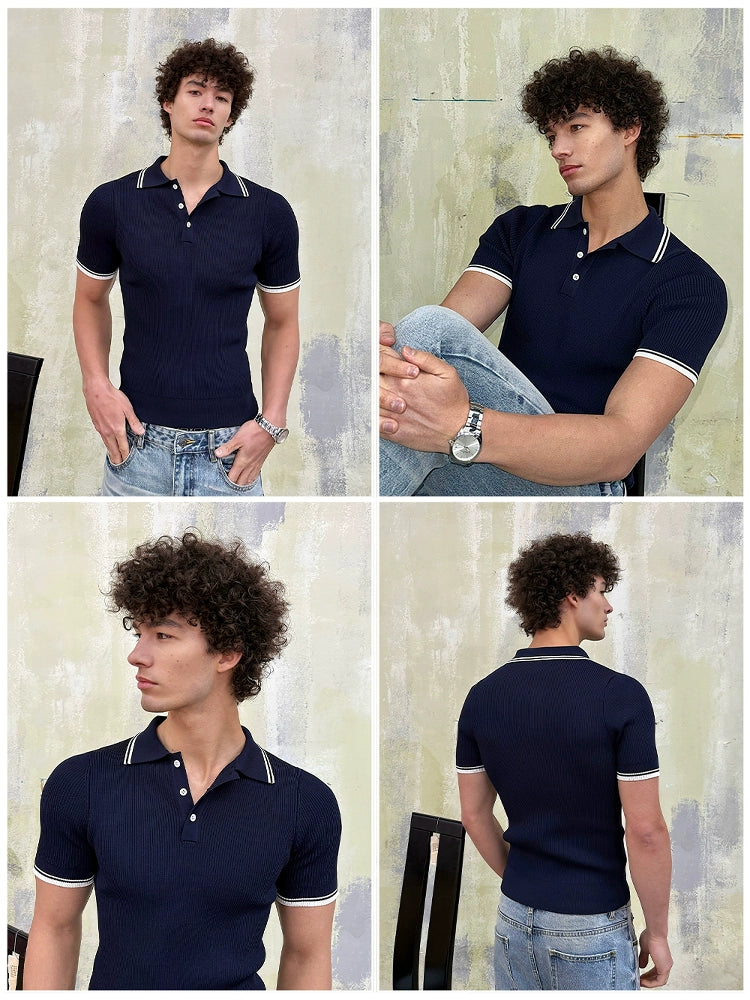 Retro Knit Breathable Polo Shirt