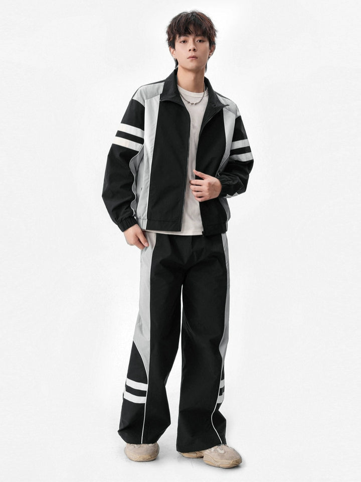 Conjunto de chaqueta deportiva y pantalones de corte holgado retro
