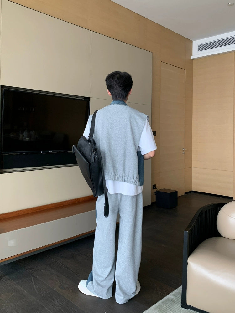 Sleeveless Denim Jacket and Straight Jeans