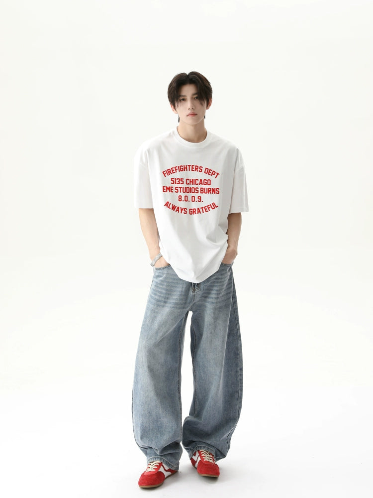 Cotton Slogan Print Loose Fit T-shirt
