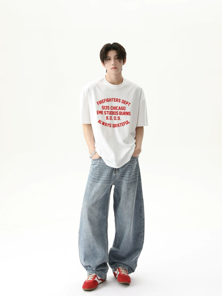 Cotton Slogan Print Loose Fit T-shirt