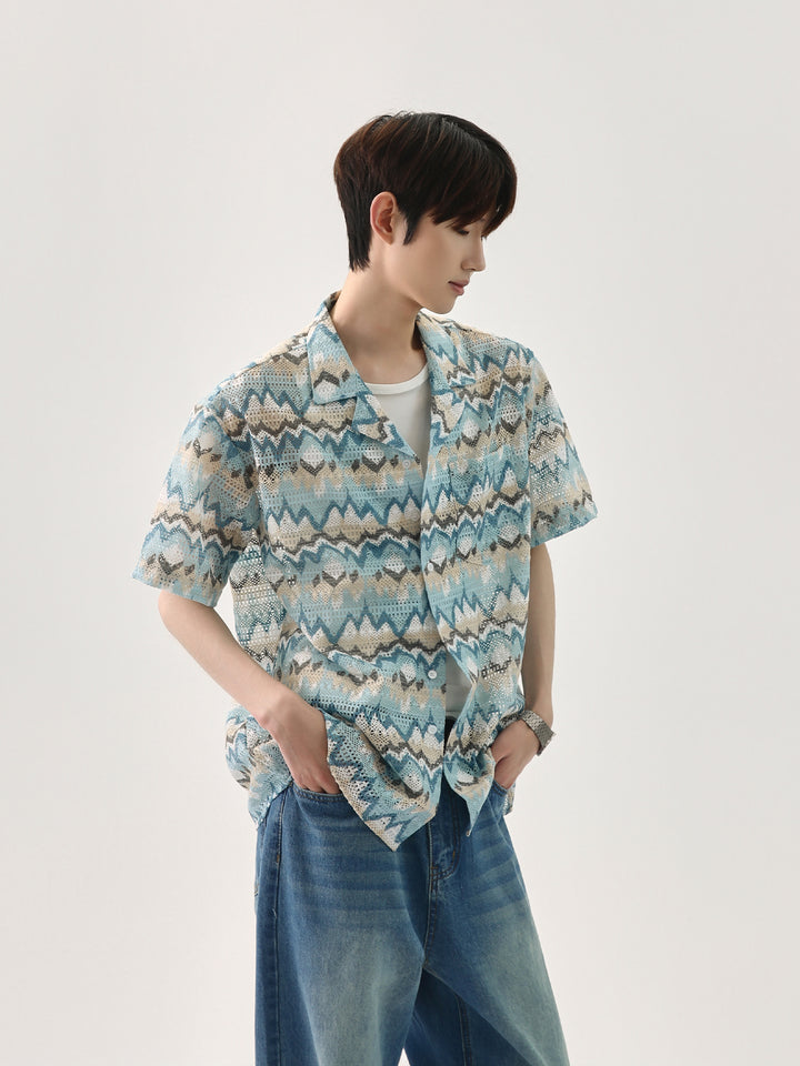 Wavy Striped Knitted Shirt