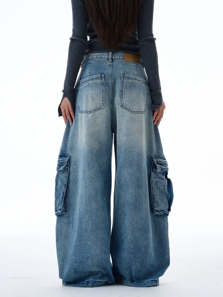 Pantalons en jean cargo à jambes larges