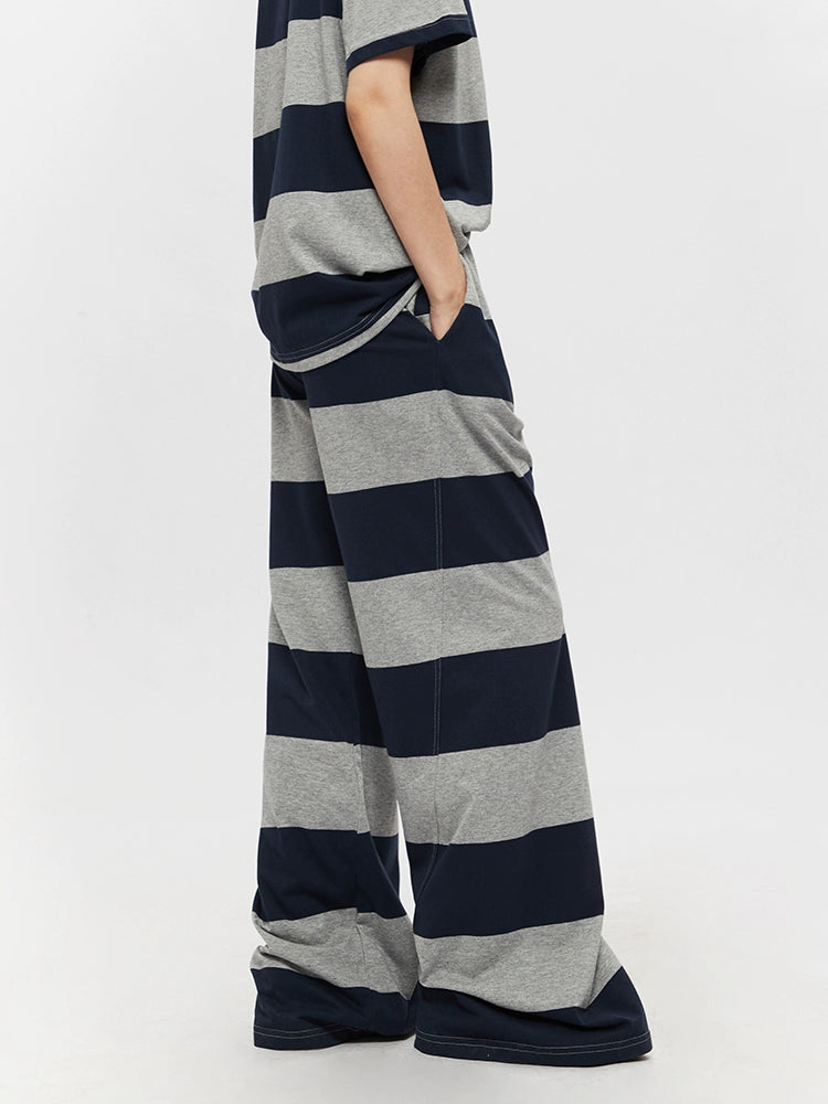 Wide-Leg Striped Casual Lounge Pants