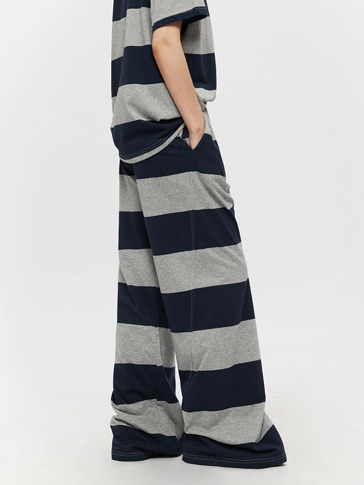 Wide-Leg Striped Casual Lounge Pants