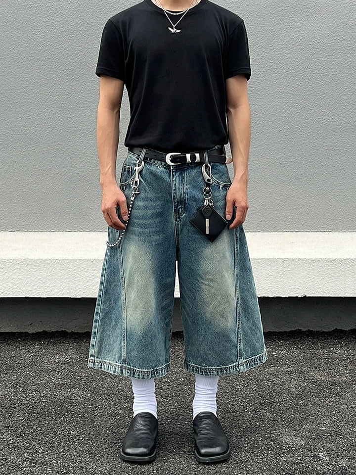 Slidte bredbenede cropped denim bukser
