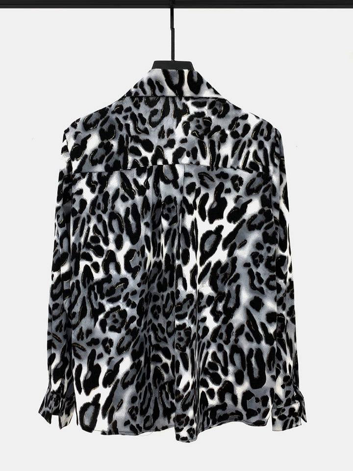 Leopard Print Loose Fit Button-Up Shirt