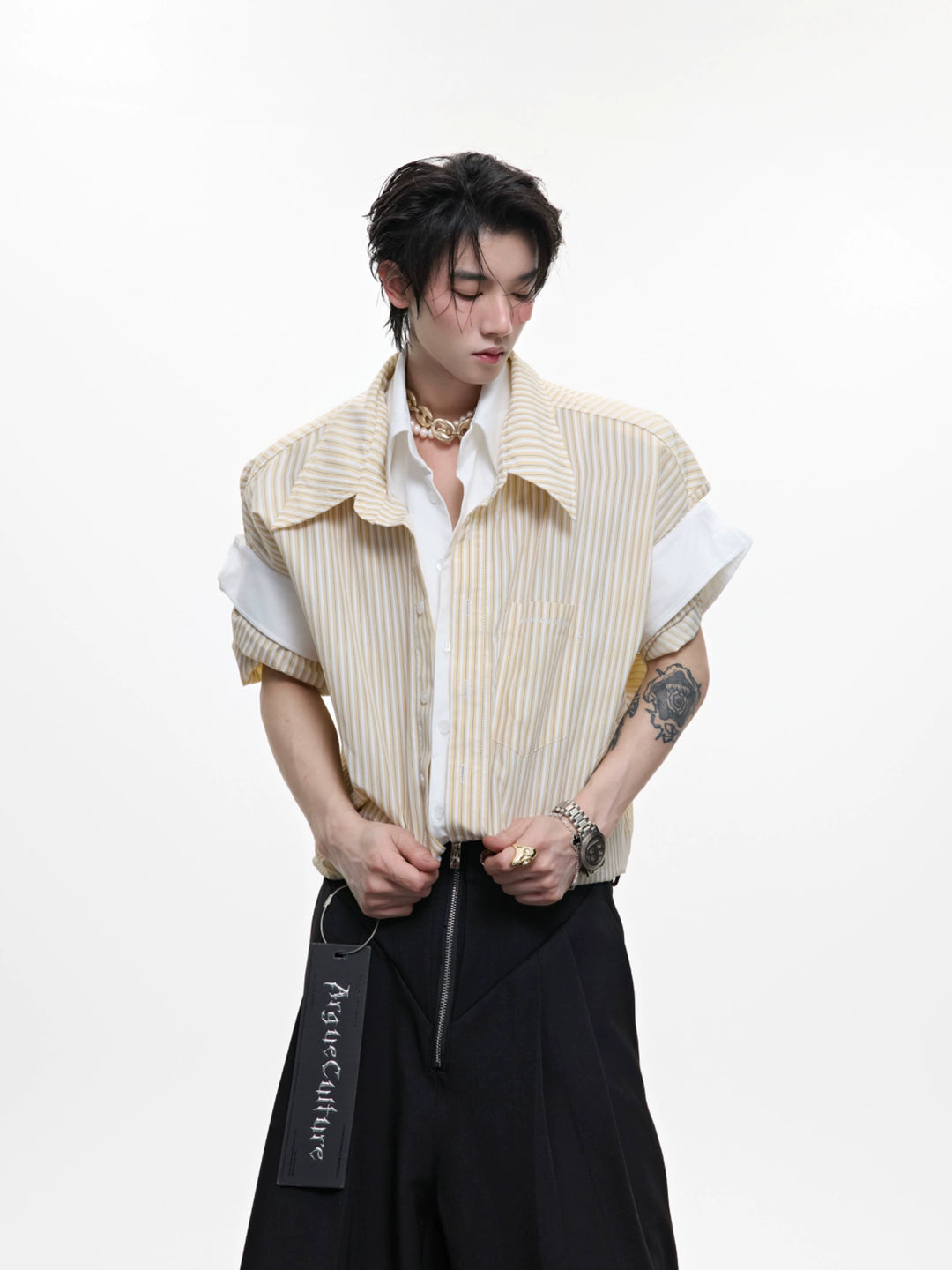 Loose-fit Short Sleeve Striped Shirt