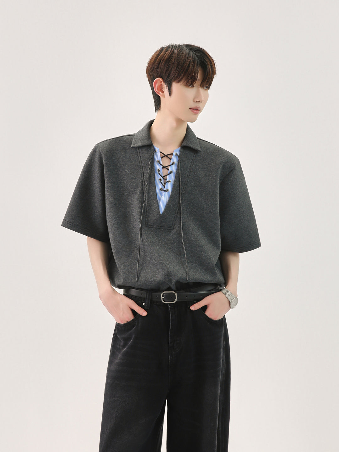 Retro Kant V-Hals Mannen's Pullover