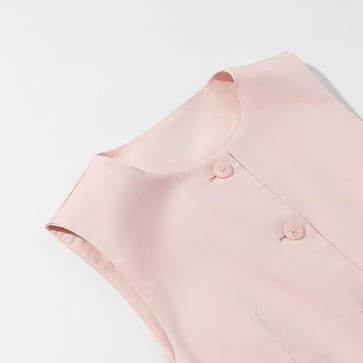 طقم سترة بلا أكمام وسروال واسع