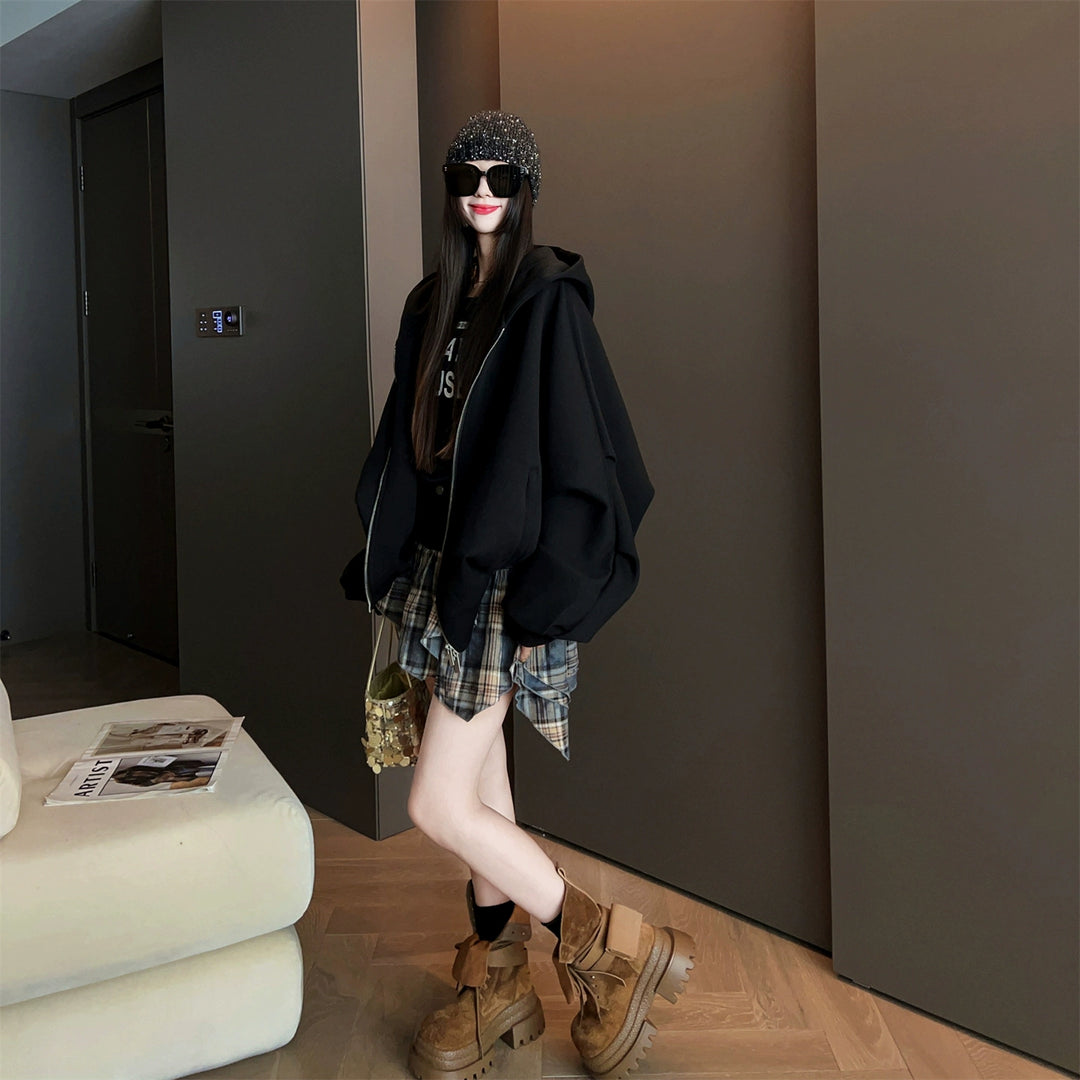 Hooded Loose Fit Casual Sweater Jacket