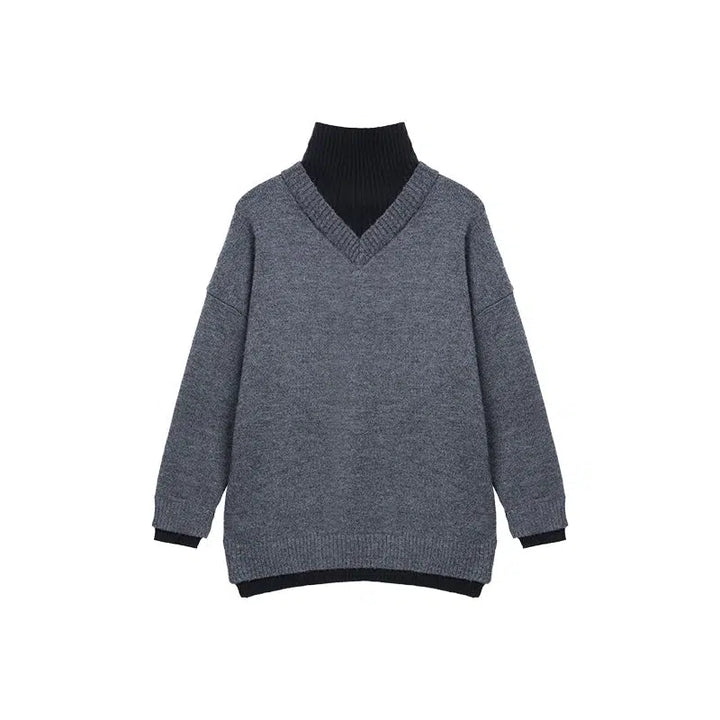 High-Neck Two-piece Knit Sweater