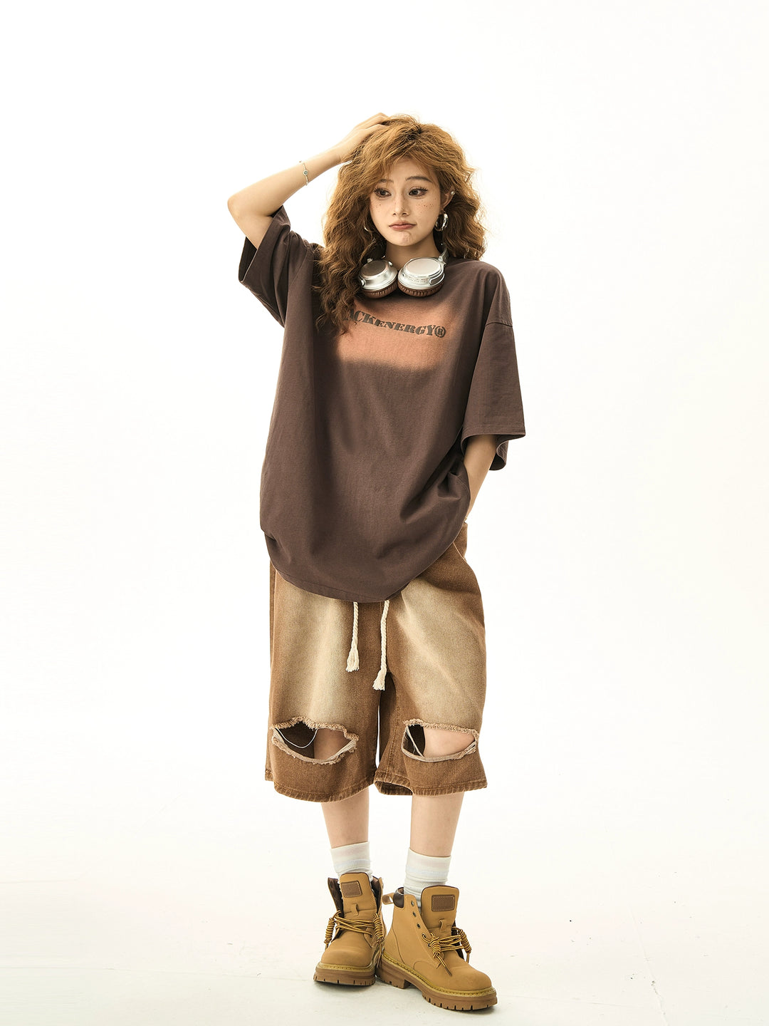 Retro Letter Print Loose Fit T-shirt
