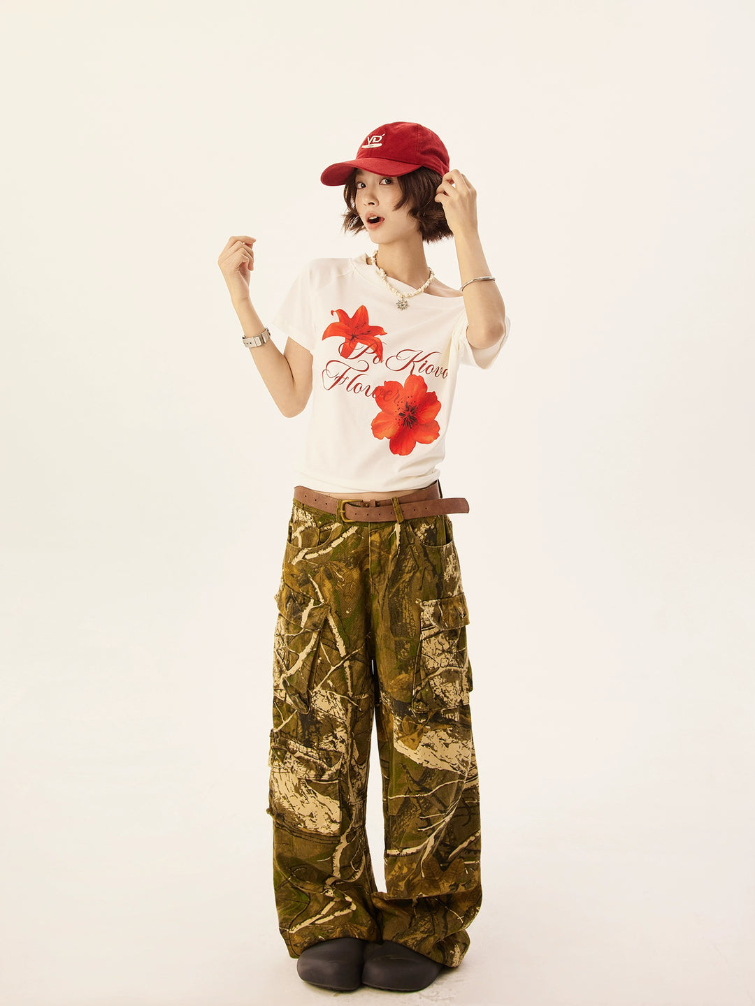 Floral Print Off Shoulder Loose T-shirt