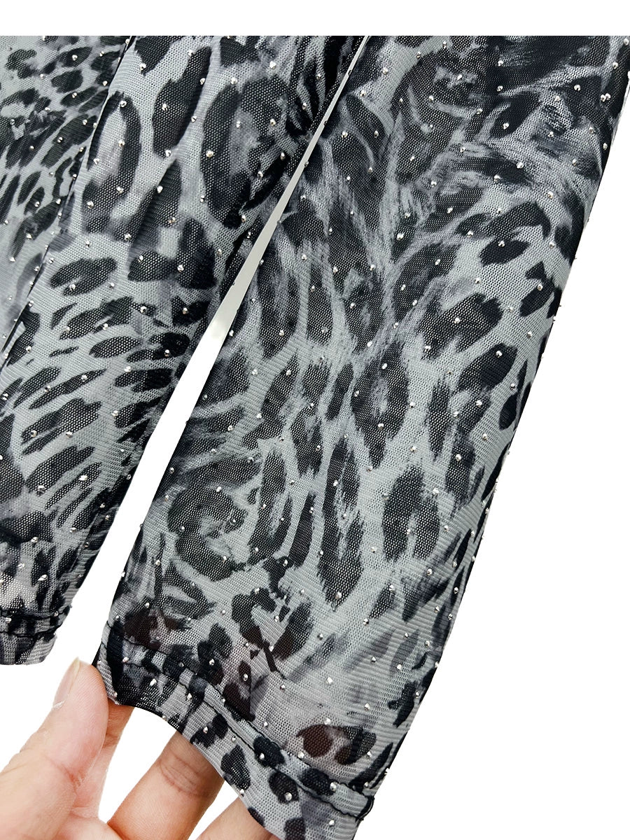 Mesh Leopard Print Quick-Drying Pullover